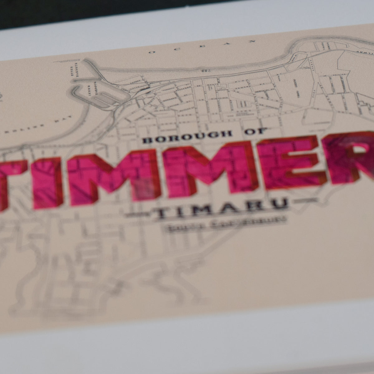 Timmers Limited edition Giclée map print of Timaru, Canterbury NZ v01 – toptownz