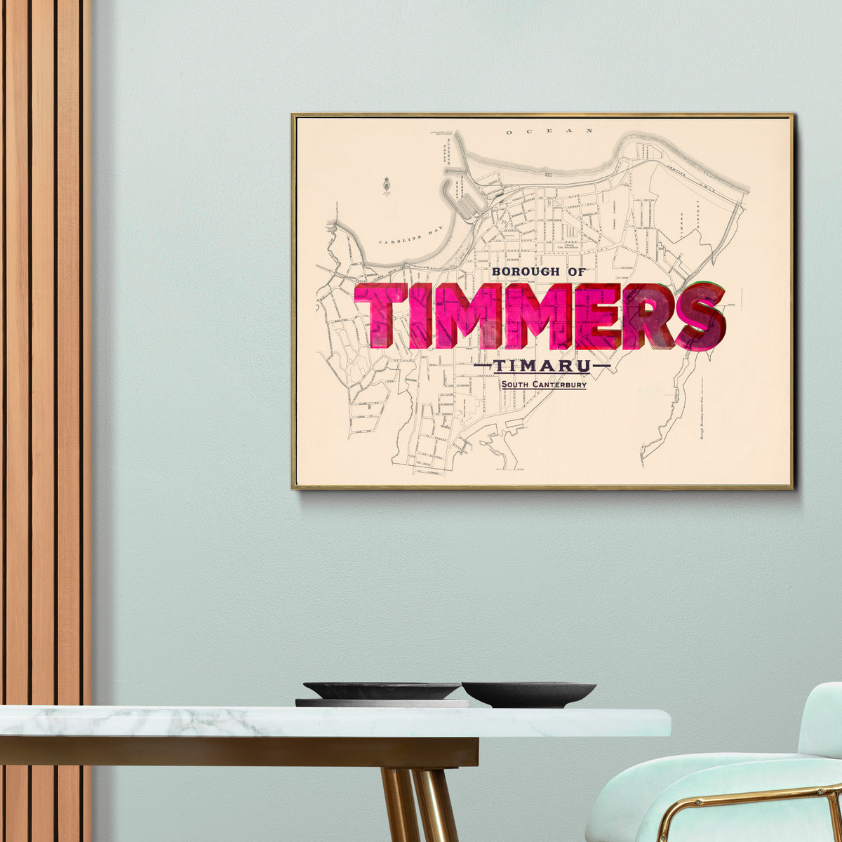 Timmers Limited edition Giclée map print of Timaru, Canterbury NZ v01 – toptownz
