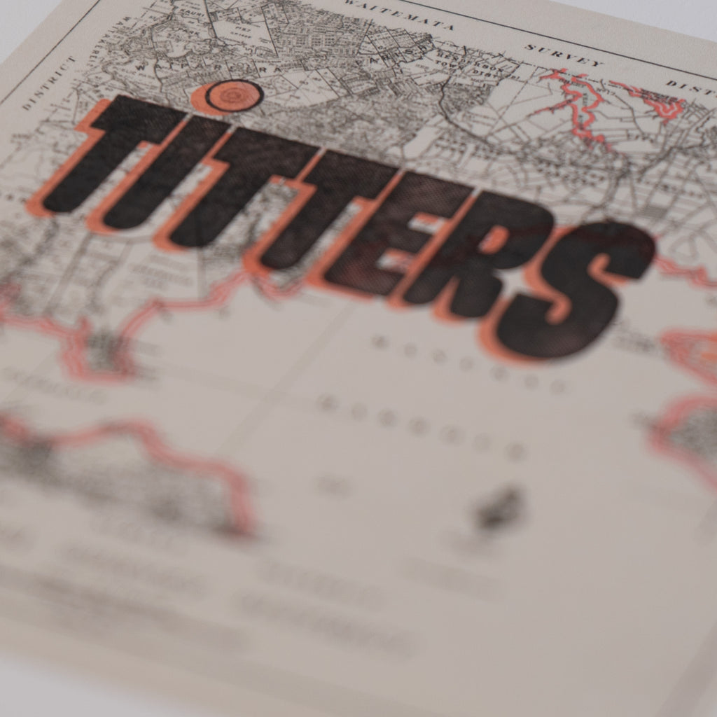 Titters Limited Edition Giclée map print of Titirangi, Waitākere Ranges NZ – toptownz