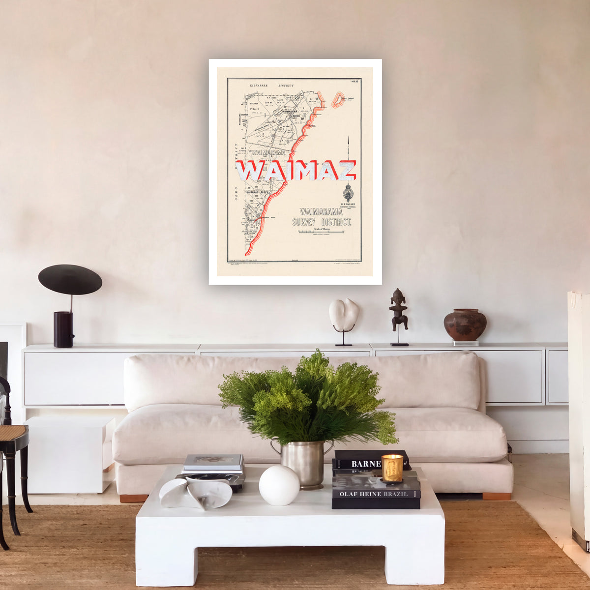 WAIMAZ Ltd. Ed. Giclée map print of Waimarama, Hawke's Bay NZ v01 – toptownz