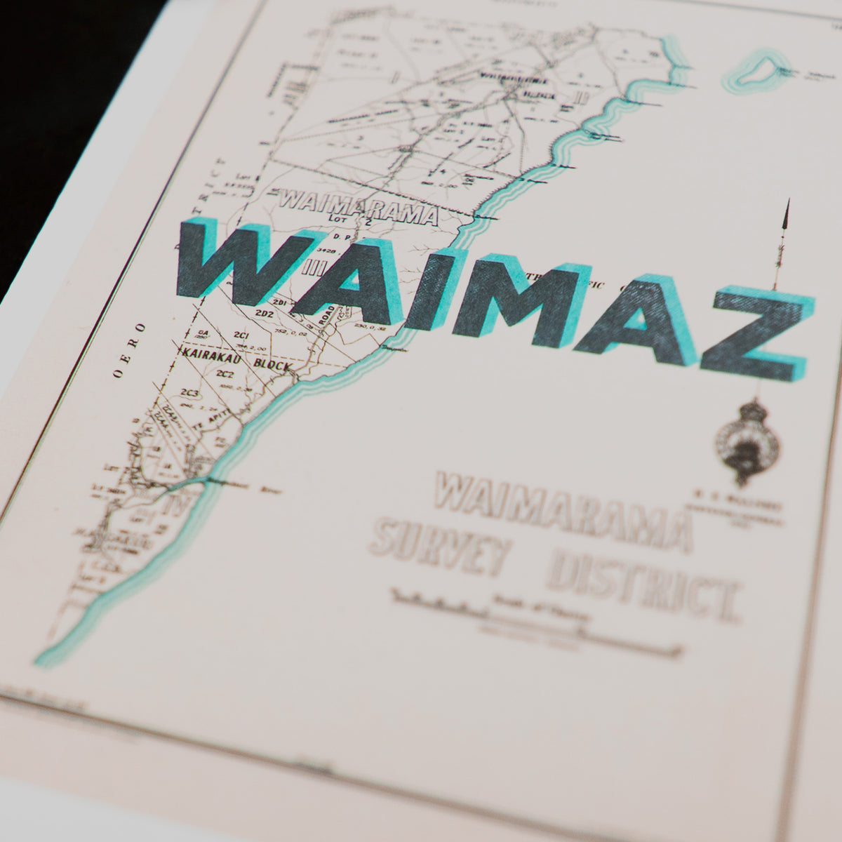 WAIMAZ Ltd. Ed. Giclée map print of Waimarama, Hawke's Bay NZ v02 – toptownz