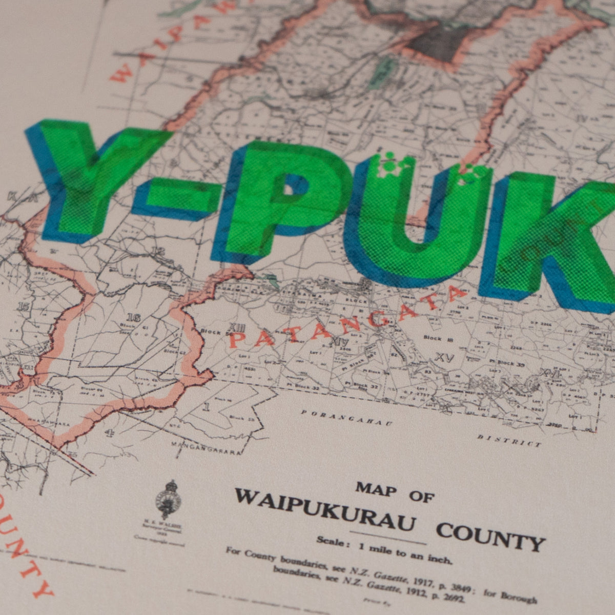 Y-PUK Limited Edition Giclée map print of Waipukurau, Hawke's Bay NZ – toptownz
