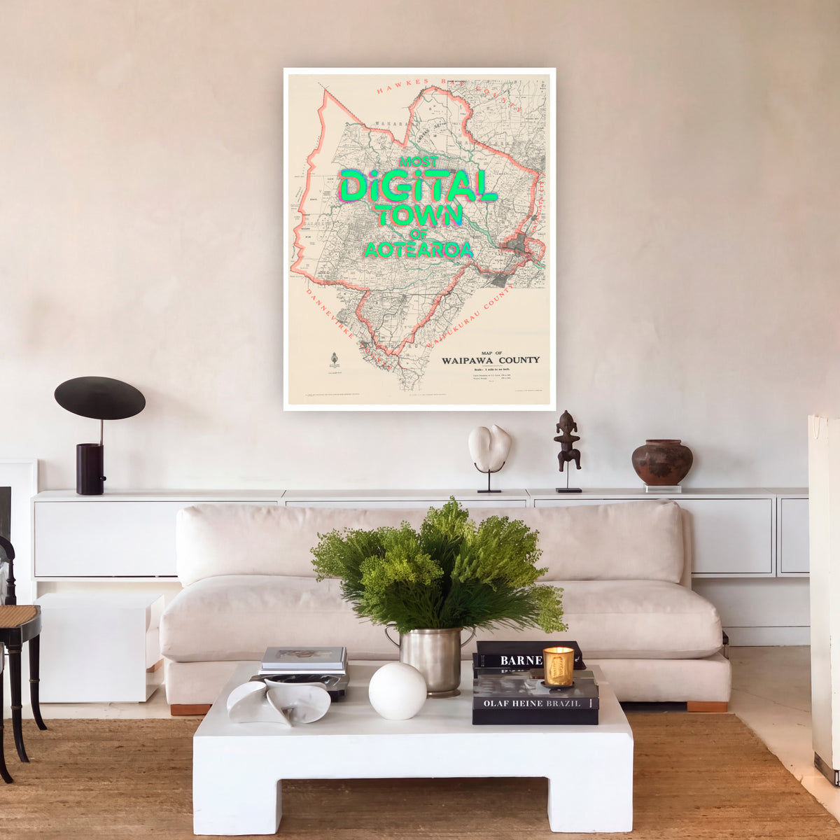 Limited edition A2 Giclée map print of Waipawa, Hawke's Bay NZ – toptownz