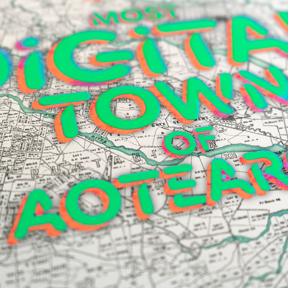 Limited edition A2 Giclée map print of Waipawa, Hawke's Bay NZ – toptownz