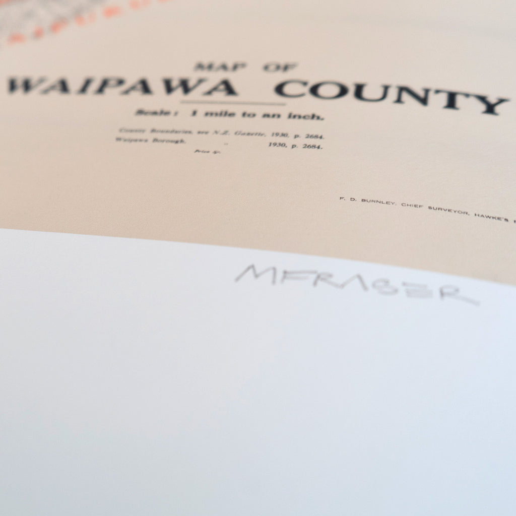 Limited edition A2 Giclée map print of Waipawa, Hawke's Bay NZ – toptownz