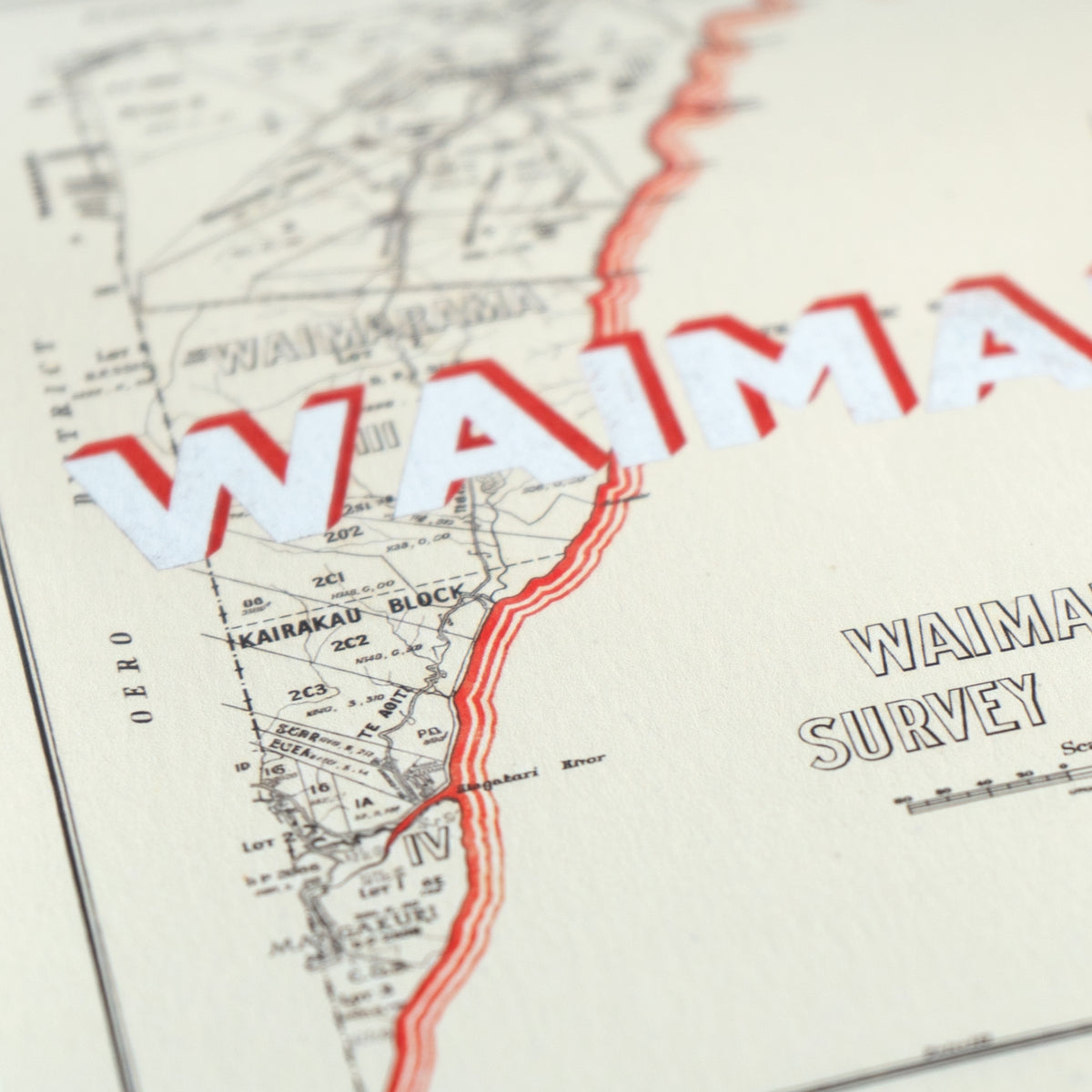 WAIMAZ Ltd. Ed. Giclée map print of Waimarama, Hawke's Bay NZ v01 – toptownz
