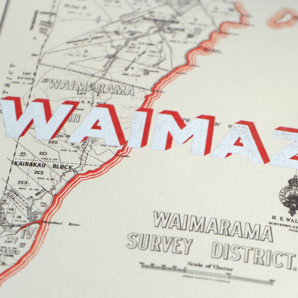 WAIMAZ Ltd. Ed. Giclée map print of Waimarama, Hawke's Bay NZ v01 – toptownz