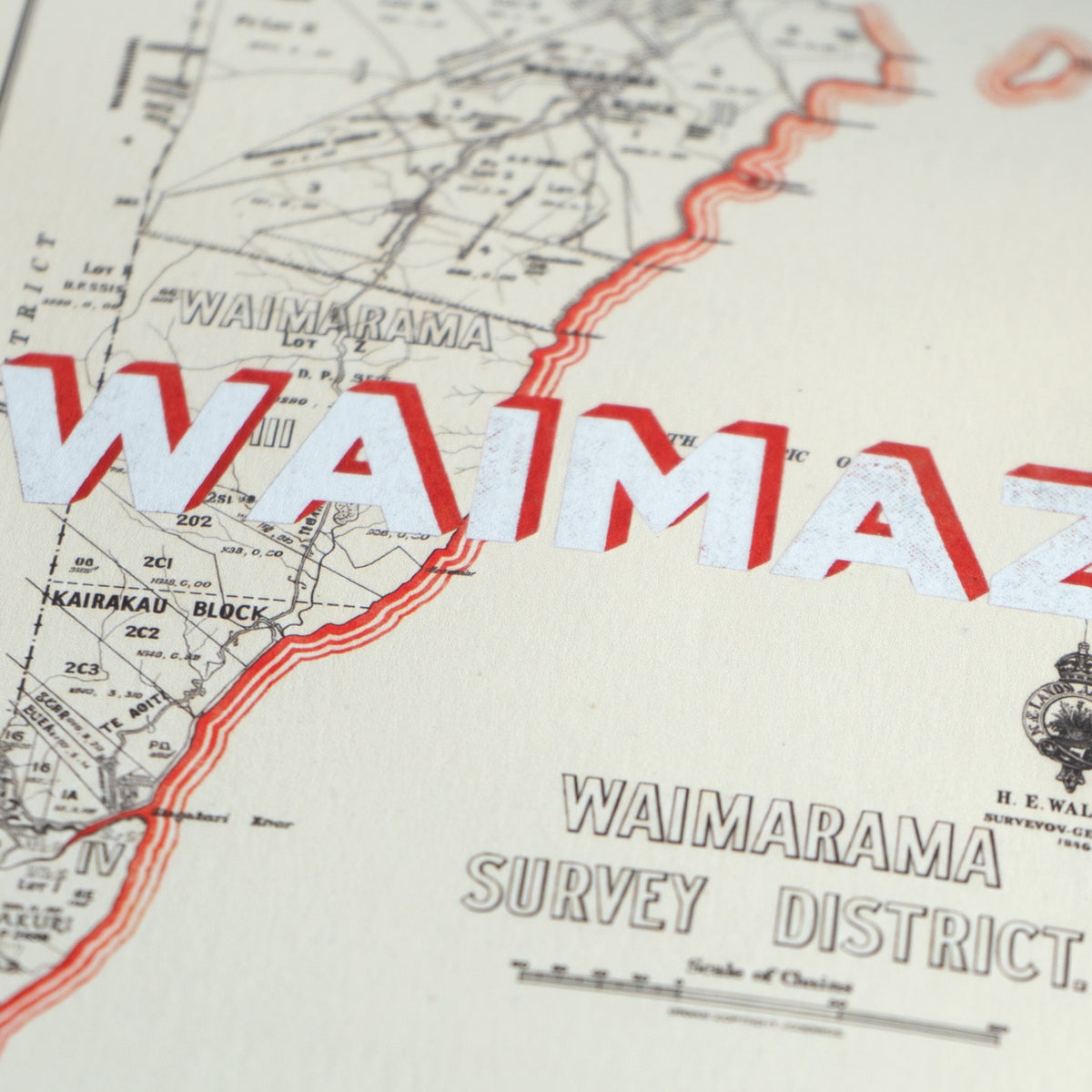 WAIMAZ Ltd. Ed. Giclée map print of Waimarama, Hawke's Bay NZ v01 – toptownz