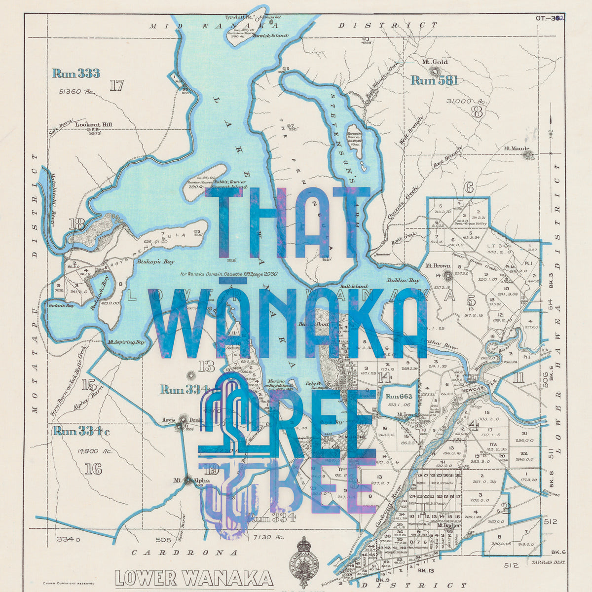 That Wanaka Tree - Limited edition A2 Giclée map print of Wanaka, Otago NZ v01 – toptownz