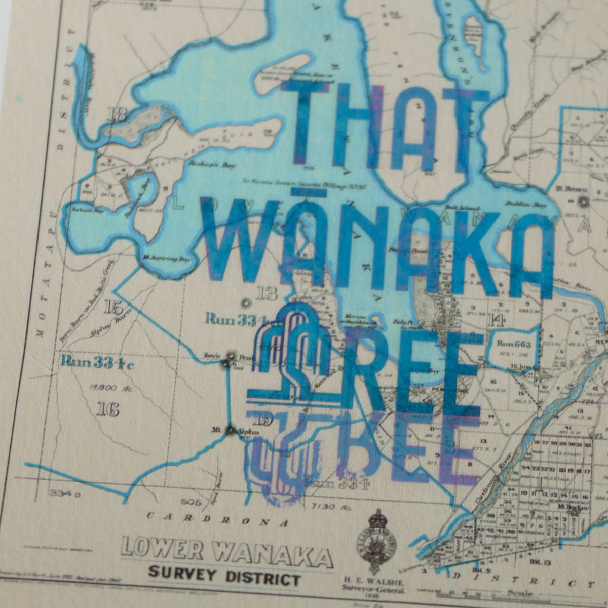 That Wanaka Tree - Limited edition A2 Giclée map print of Wanaka, Otago NZ v01 – toptownz