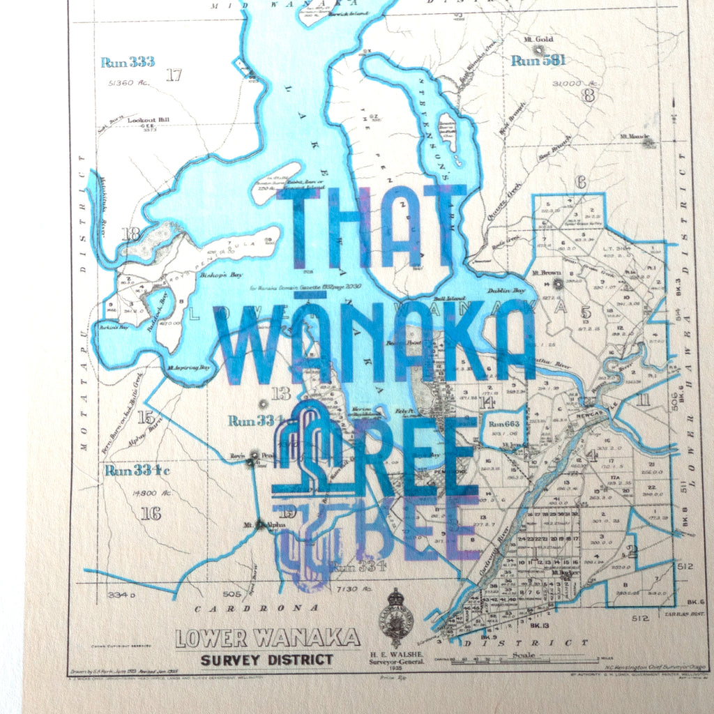 That Wanaka Tree - Limited edition A2 Giclée map print of Wanaka, Otago NZ v01 – toptownz