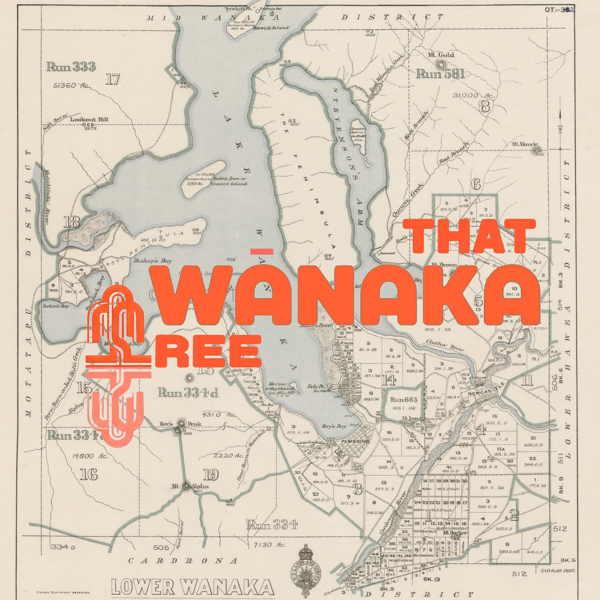 That Wanaka Tree - Limited edition Giclée map print of Wanaka, Otago NZ v02 – toptownz