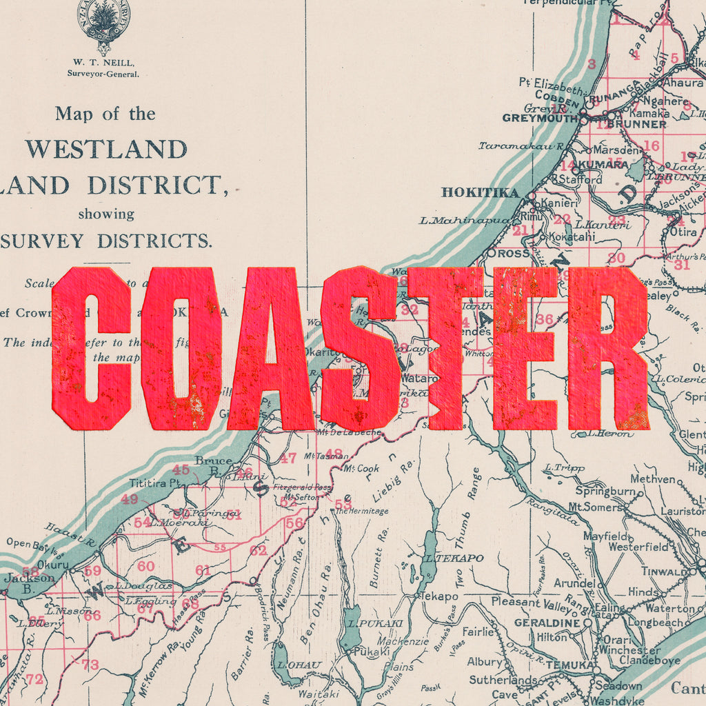 COASTER Ltd. Ed. Giclée map print of the West Coast, New Zealand – toptownz  Monikers