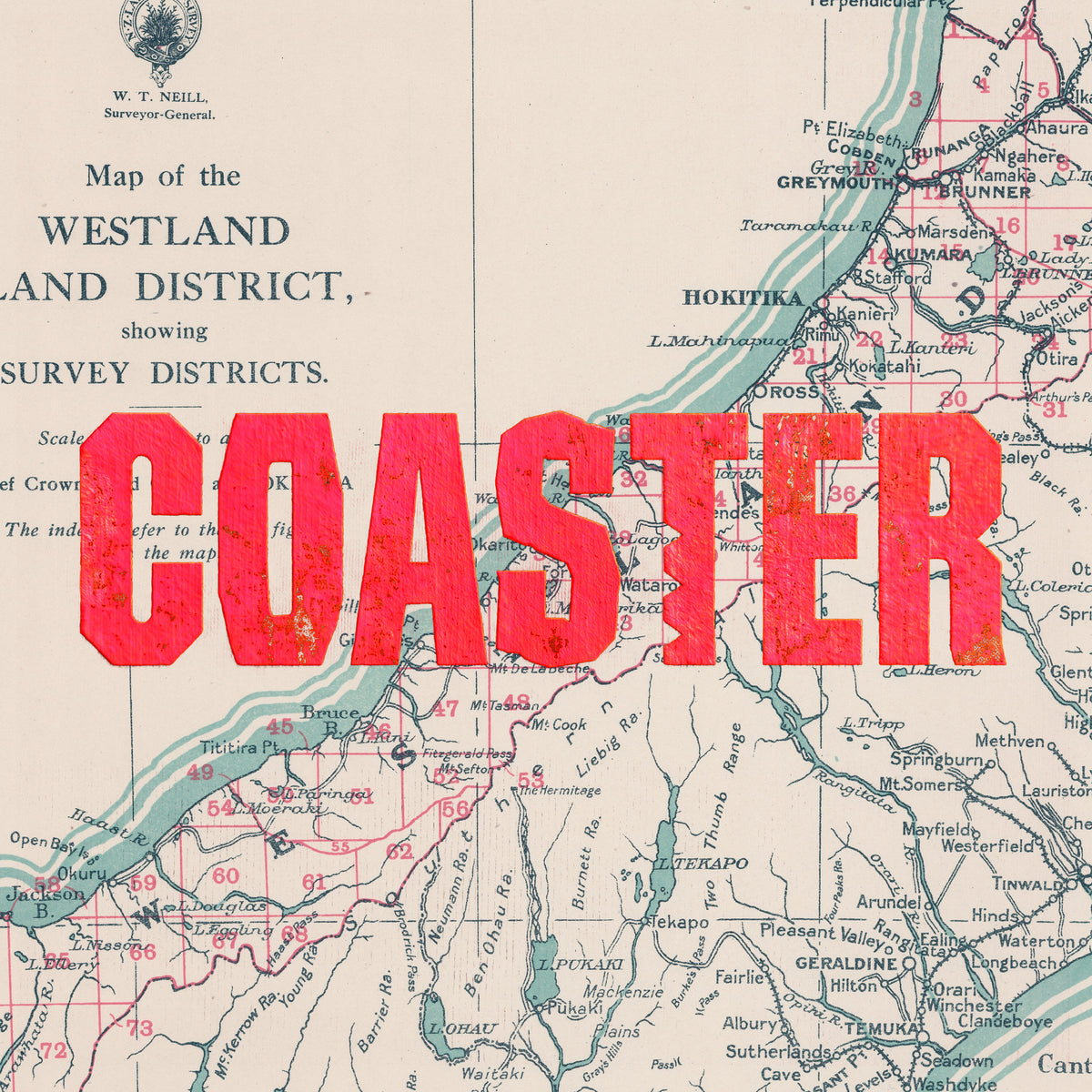 COASTER Ltd. Ed. Giclée map print of the West Coast, New Zealand – toptownz  Monikers