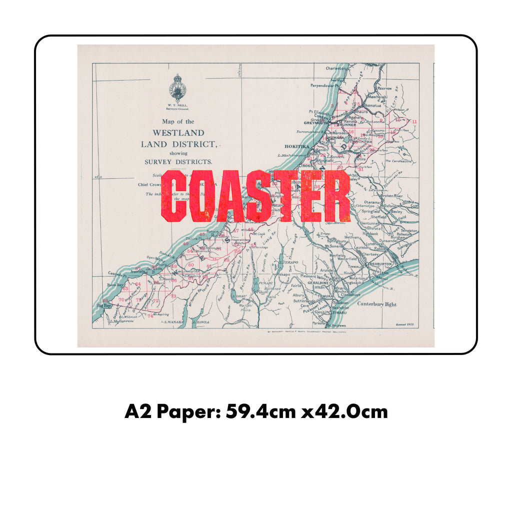 COASTER Ltd. Ed. Giclée map print of the West Coast, New Zealand – toptownz  Monikers