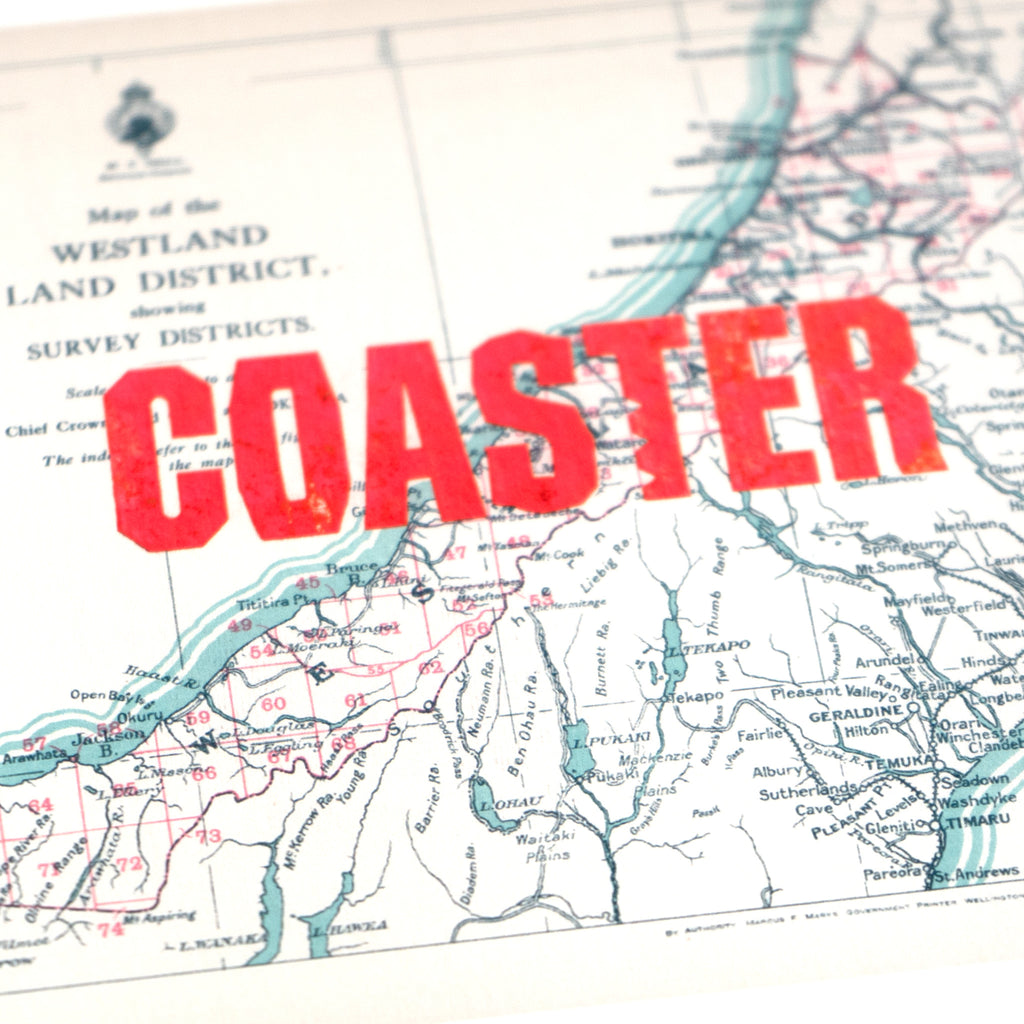 COASTER Ltd. Ed. Giclée map print of the West Coast, New Zealand – toptownz  Monikers