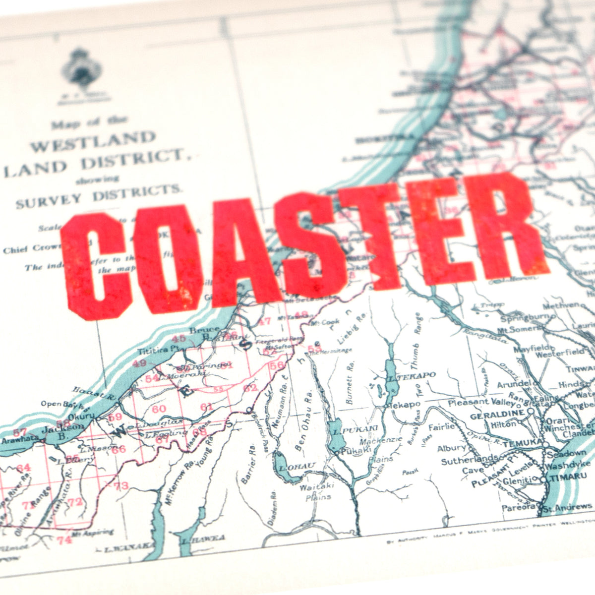 COASTER Ltd. Ed. Giclée map print of the West Coast, New Zealand – toptownz  Monikers