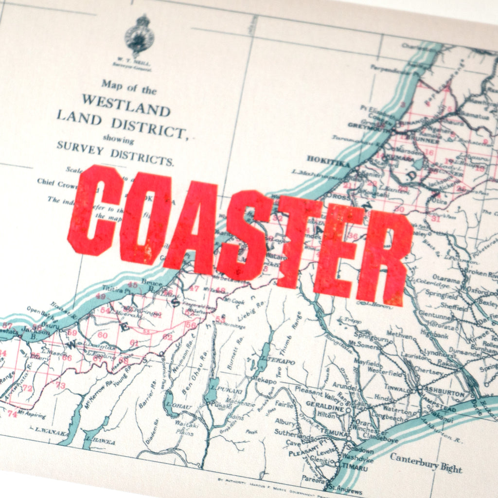 COASTER Ltd. Ed. Giclée map print of the West Coast, New Zealand – toptownz  Monikers