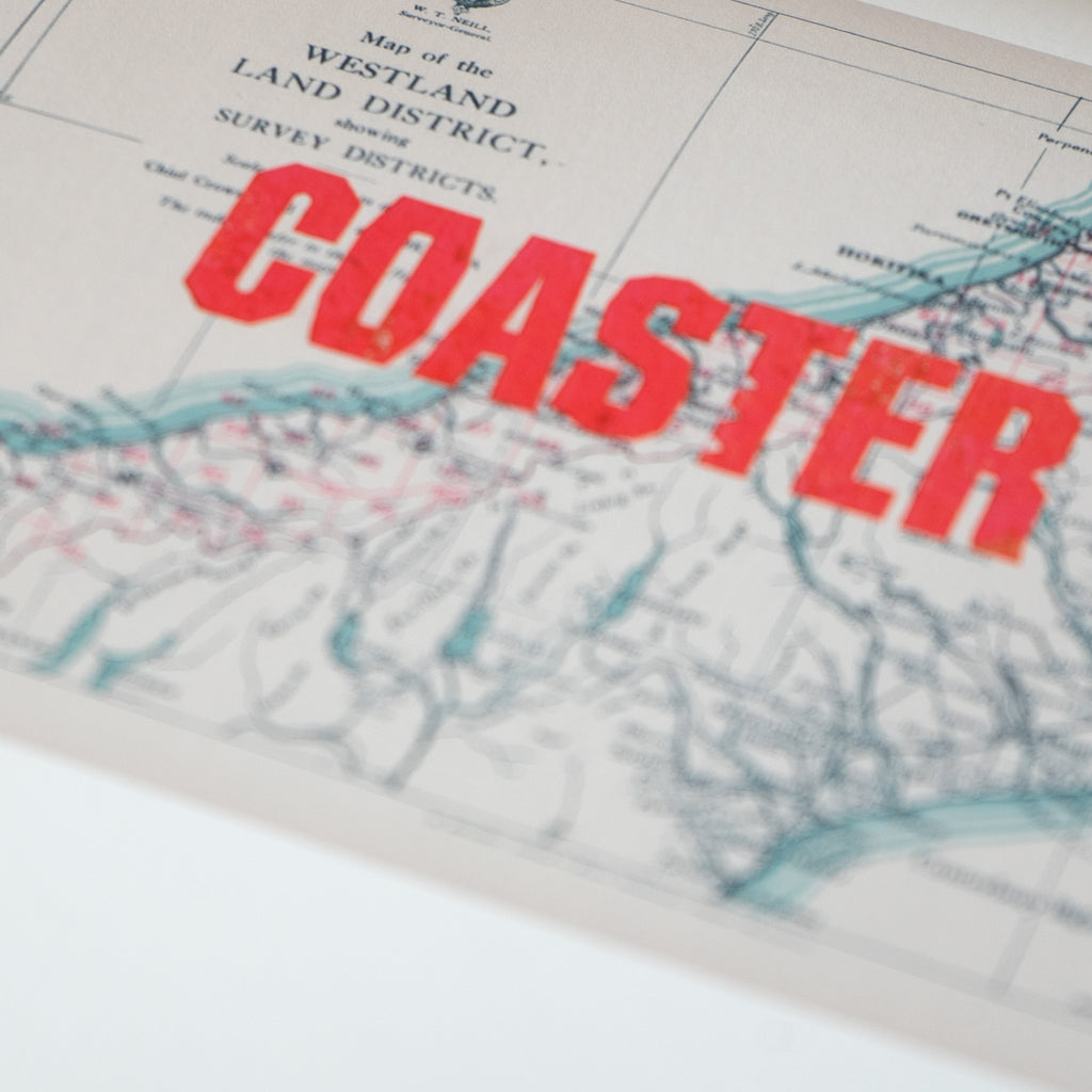 COASTER Ltd. Ed. Giclée map print of the West Coast, New Zealand – toptownz  Monikers