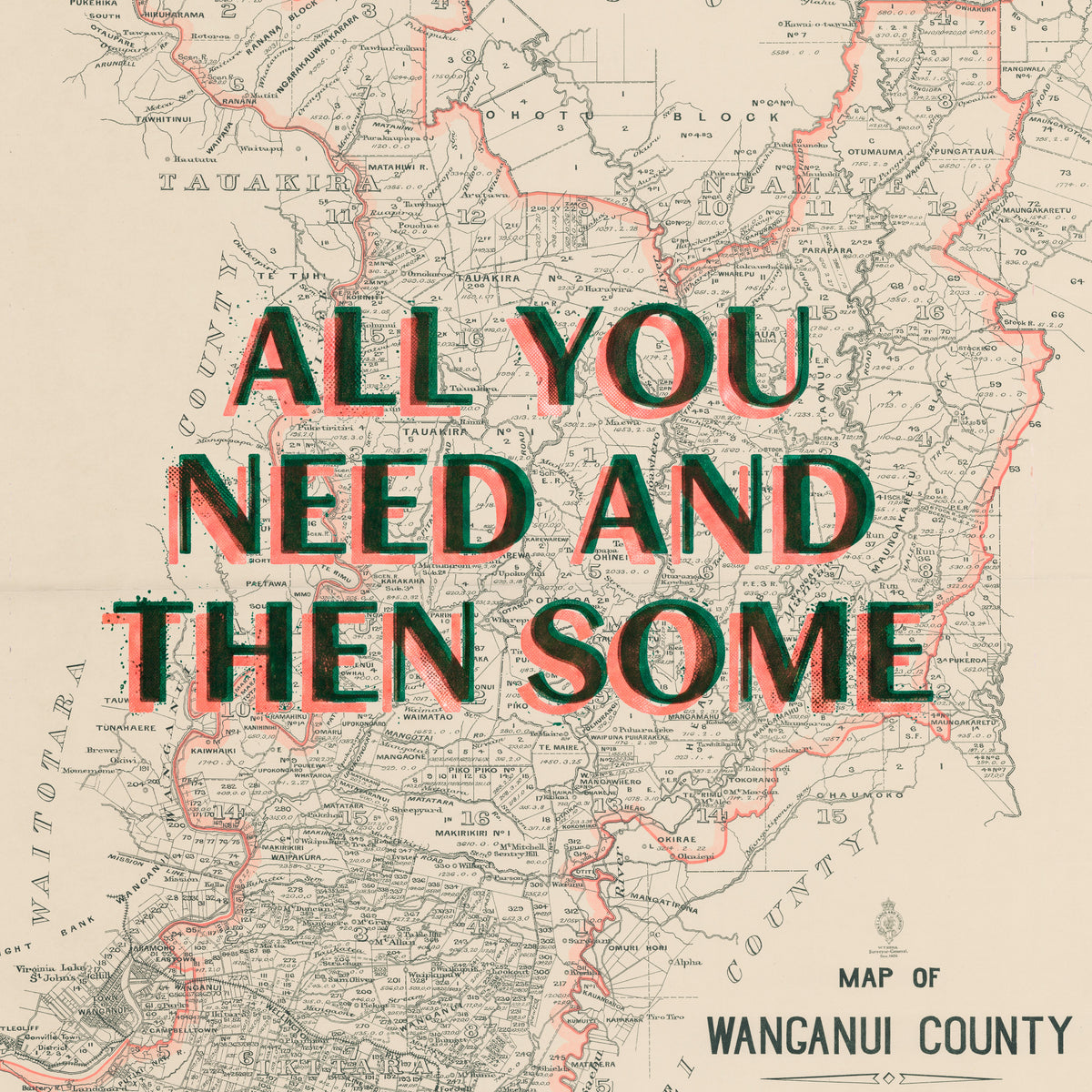 Limited edition Signed and numbered Giclée map print of Whanganui NZ – toptownz