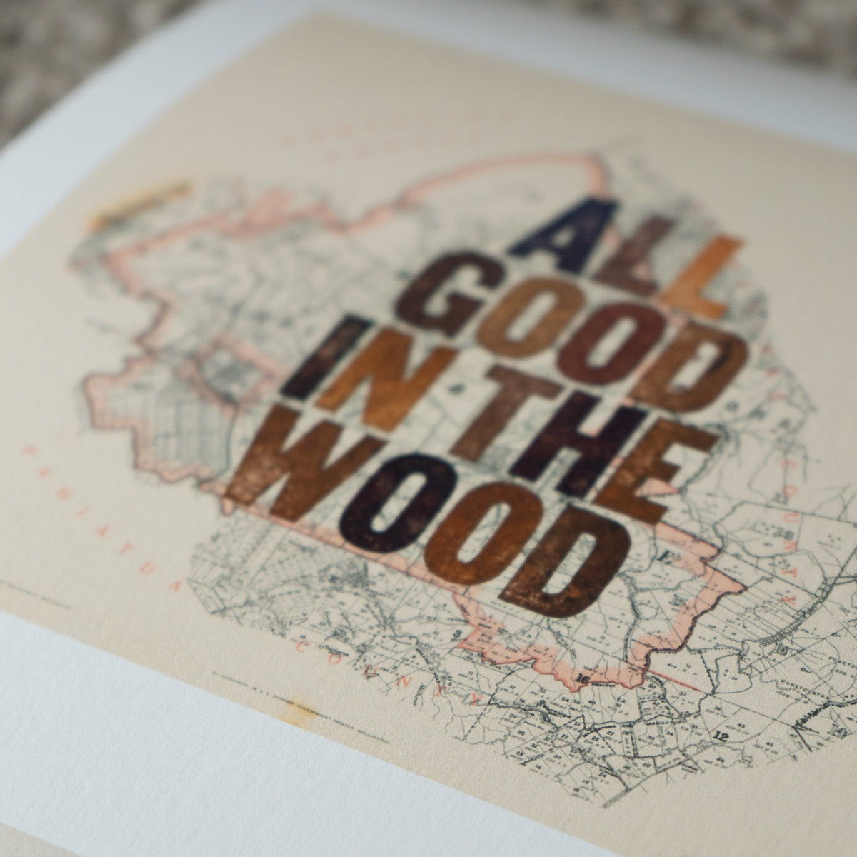 All good in the wood, Limited edition A2 Giclée map print of Woodville, Hawke's Bay NZ – toptownz