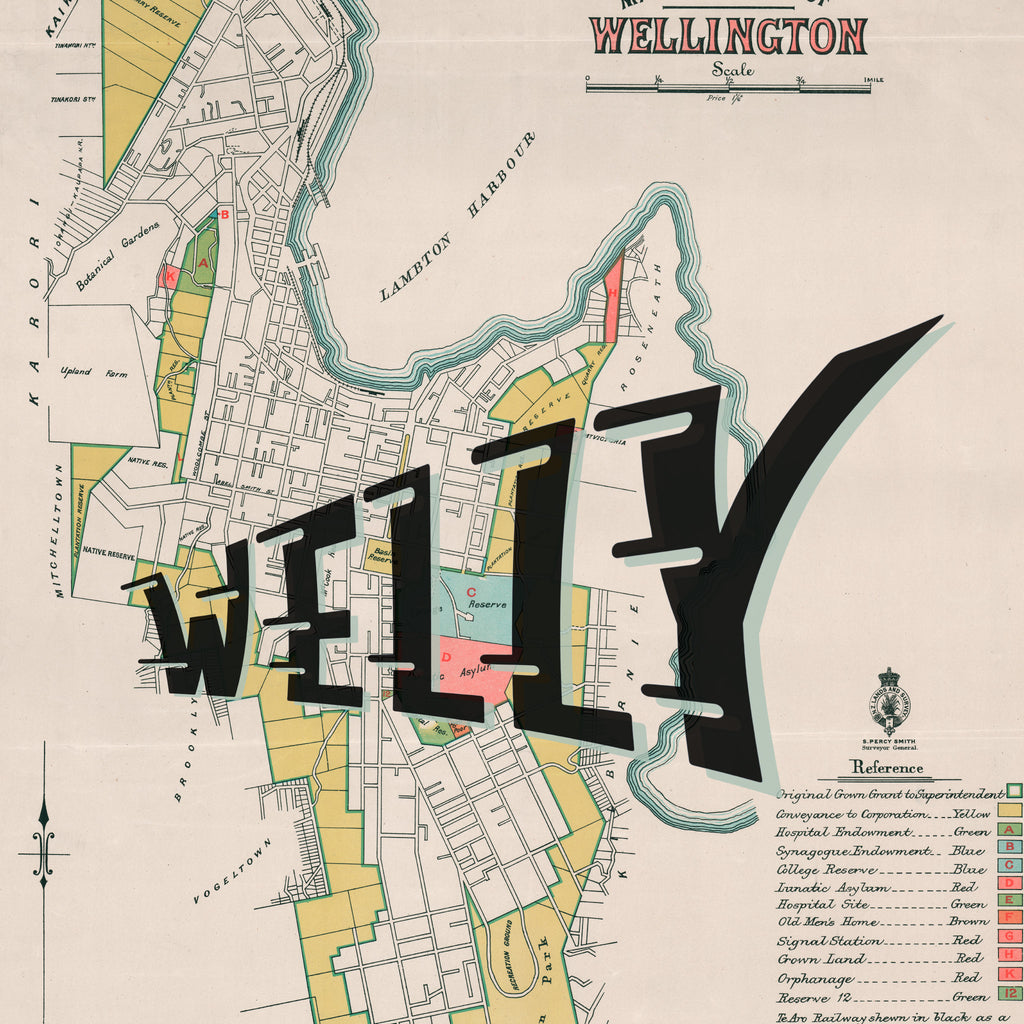 Welly Limited edition Giclée map print of Wellington NZ v02 – toptownz