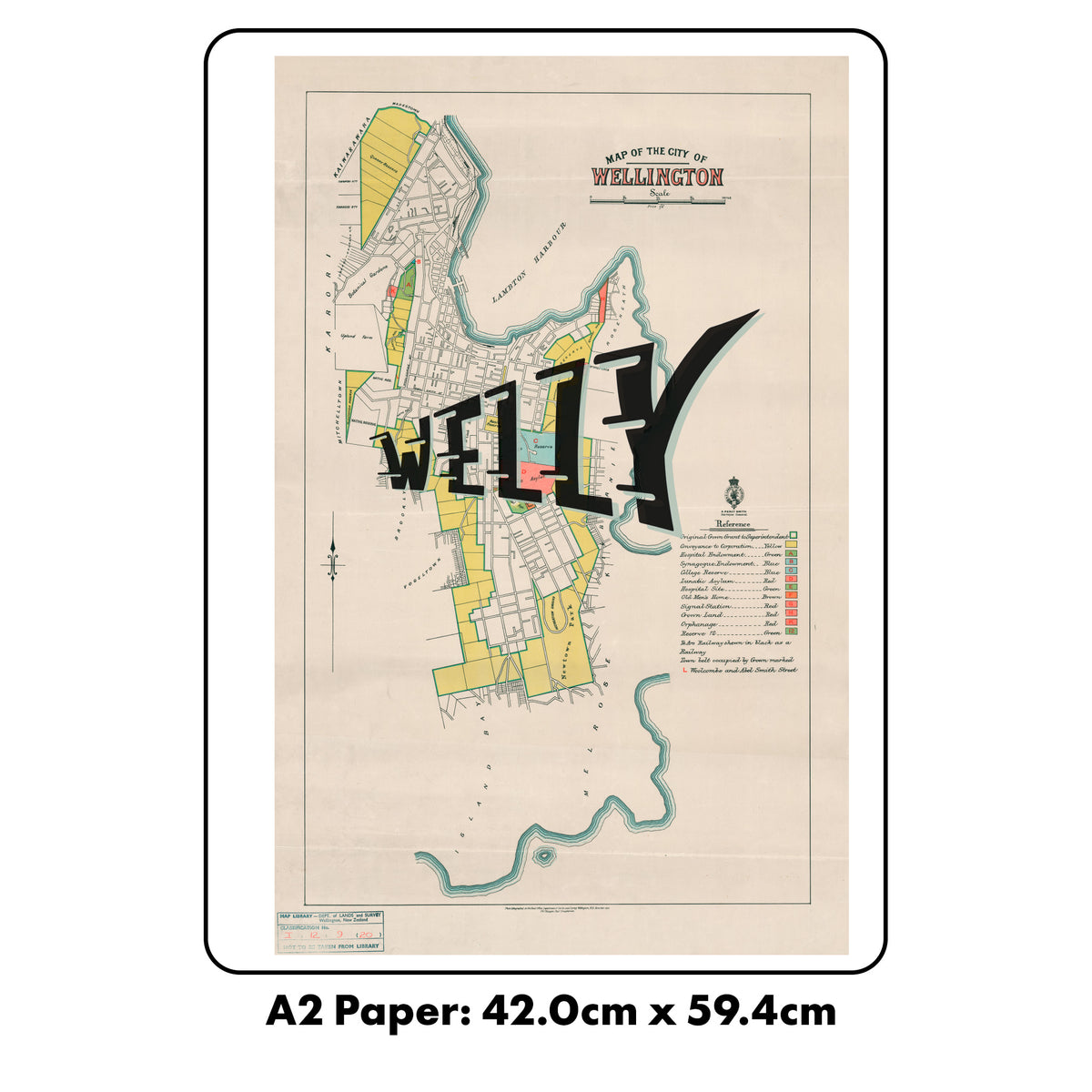Welly Limited edition Giclée map print of Wellington NZ v02 – toptownz