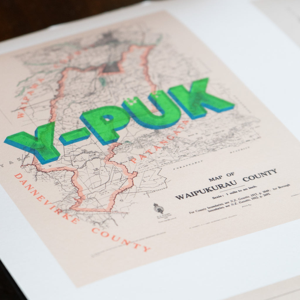 Y-PUK Limited Edition Giclée map print of Waipukurau, Hawke's Bay NZ – toptownz