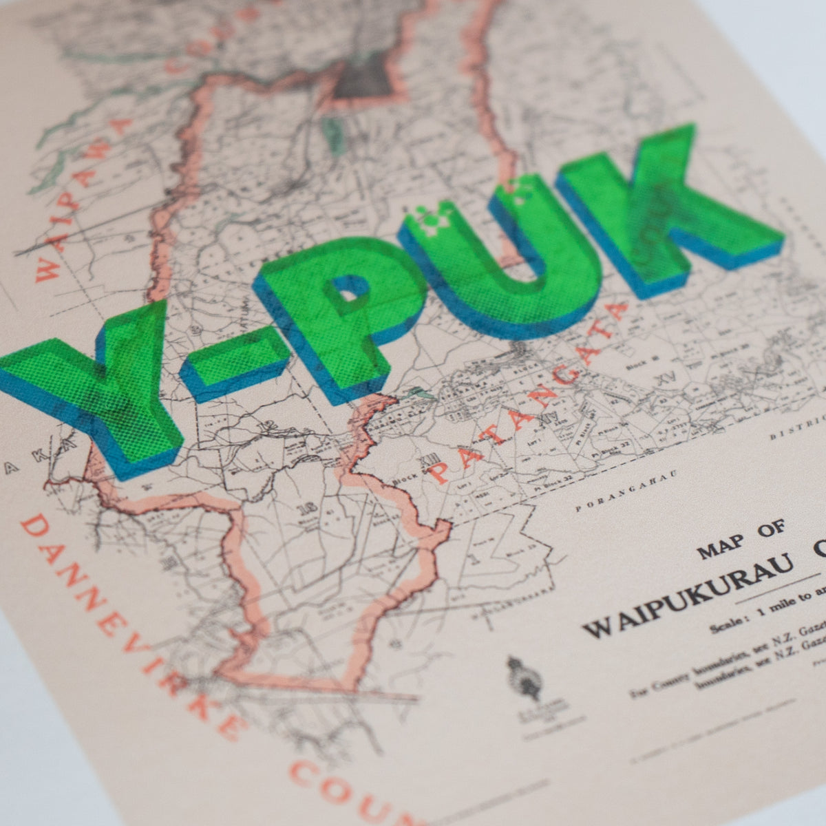 Y-PUK Limited Edition Giclée map print of Waipukurau, Hawke's Bay NZ – toptownz